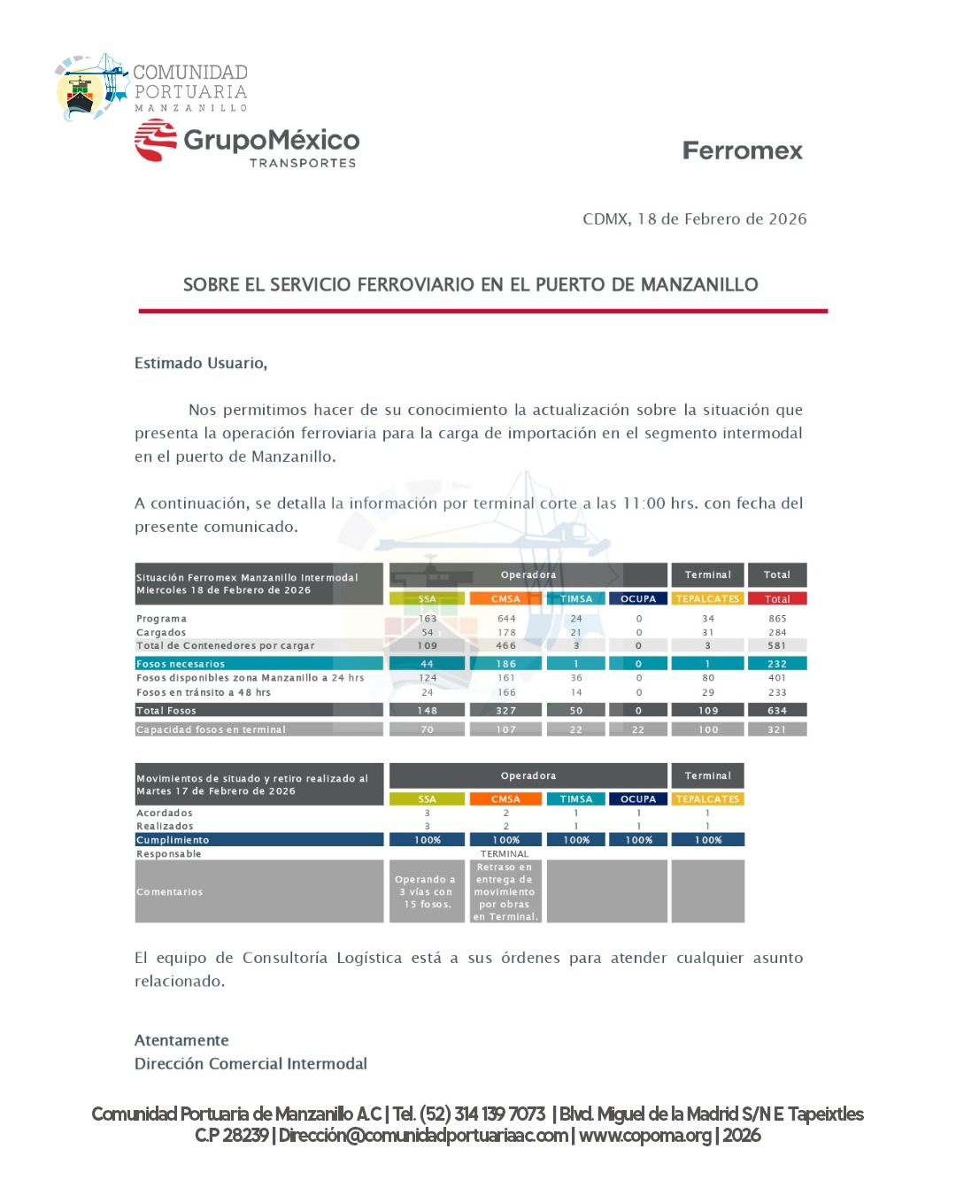 Copoma Informa Ferromex