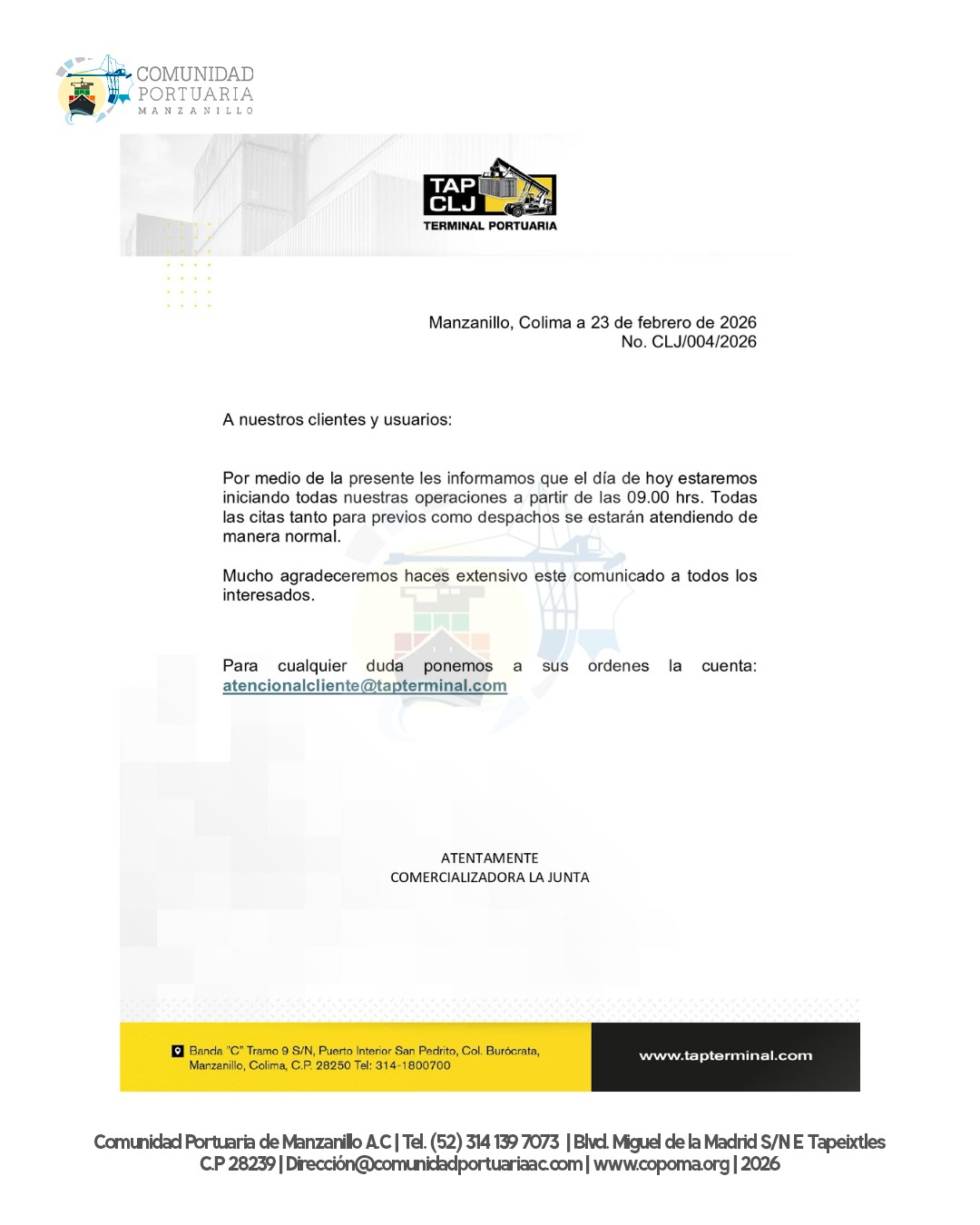 Copoma Comunicado Tap