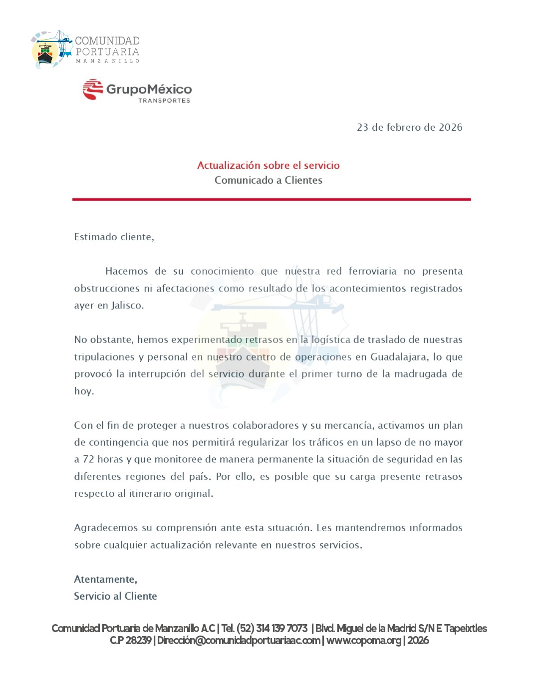 Copoma Informa Ferromex