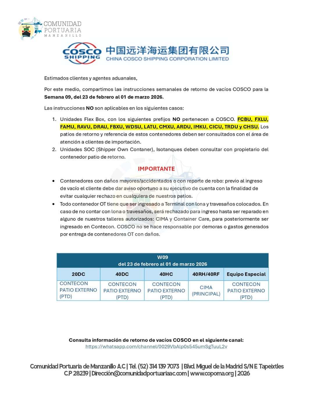 Copoma Informa Cosco